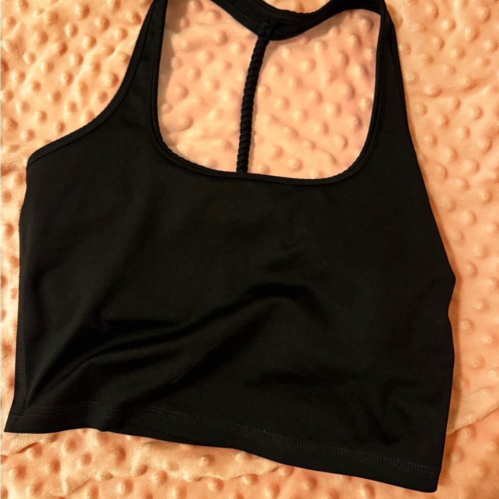 Mika Yoga Wear Black Braided Racerback Sports Bralette